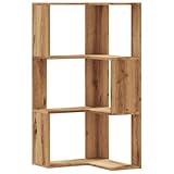 vidaXL Scaffale angolare, libreria a 3 ripiani, libreria per soggiorno, scaffale da ufficio, in legno di quercia artisana