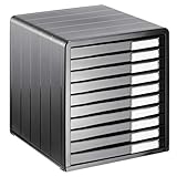 Rotho Timeless Cassettiera/Scatola da Ufficio con 10 Cassetti, Plastica (PS) senza BPA, Grigio (Antracite), 34.5 x 29.0 x 32.0 cm