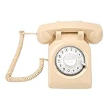 Telefono Fisso retrò, Telefono Vintage Anni '80 con Linea Rotante con Filo, Telefono da Scrivania Vecchio Stile, per Casa, Ufficio, Hotel (Beige)