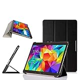 Custodia per Samsung Galaxy Tab S 10,5" SM- T800/T805 Tablet Cover- Business Light Luxury Premium Smart PU Leather Cover con Auto Sleep/Wake (nero)