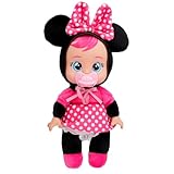 Cry Babies Tiny Cuddles Disney Minnie, Bambola di Peluche ispirata a Minnie Mouse della Disney, che Piange Lacrime Vere, Giocattolo Regalo per Bambini e Bambine dai 18 Mesi in su