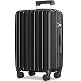 SHOWKOO Valigie Rigide Extra Grande Pezzi 100% Policarbonato Bagaglio Leggero Espandibile Ultra Durevole Valigia Trolley da Viaggio con Serratura Approvata Dalla Tsa e 4 Ruote Doppie XL,Nero