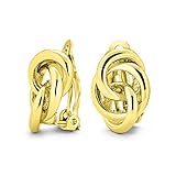 Nodo D'Amore A Corda Intrecciata Con Orecchini A Clip Per Le Donne Che Non Hanno Orecchie Forate Ottone Placcato Argento Lucido In Oro 14K