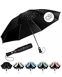 Chakipee Ombrello Pieghevole Pioggia Antivento UV da Viaggio - Ombrelli inverso Portatile per donna Automatico Apri Chiudi, Rivestimento in 210T Apertura 97 cm 8 Stecche, nero