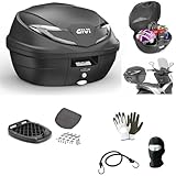 COMPATIBILE CON YAMAHA X-MAX 300 AB BAULETTO B360NT2 TECH VALIGIA 39 LITRI+KIT CON ATTACCO AL PORTAPACCHI POSTERIORE MOTO SCOOTER BAULE+PIASTRA CAPIENZA 2 CASCHI