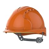 JSP EVO 2 Casque de sécurité avec harnais de réglage à cliquet Aéré Casque de sécurité industriel EN 397 pour le bâtiment, la construction et les chantiers Orange (AJF030000800)