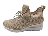 Laura Biagiotti Scarpe Sneakers 8937 Grigio Tessuto Elasticizzato a Calza con Laccio (Beige, Sistema Taglie Calzature EU, Adulto, Numero, Media, 38)