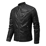 TONY BACKER Giubbotto da Uomo in pelle sintetica con o senza cappuccio staccabile in Stile Vintage 5201 (IT, Testo, 3XL, Regular, Regular, Nero205)