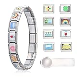 Juguta Bracciale Fascino Italiano, 18 Charms Moduli Rimovibili per Braccialetti Italiani, Collegamento Del Braccialetto Modulare Rimovibile, con Strumento di Apertura, Charms In Stile Italiano