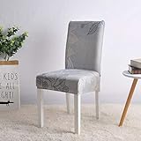LZHLMCL Custodia Protettiva Fodera Sedia Sedie Coprisedia Fodera Per Sedia Foglia Argento Fodera Per Sedia Elasticizzata In Spandex Per Casa Soggiorno Fodera Per Sedile Elastico Stampato 2 Pezzi