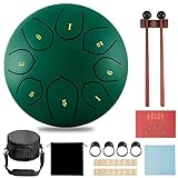 Steel Tongue Drum,6 Pollici 8 Note Do Maggiore Accordato Tamburi in Acciaio,Strumento a Percussione con Bacchette per Tamburi Carry Bag Note Sticks per Meditazione Yoga Zazen Sound Healing