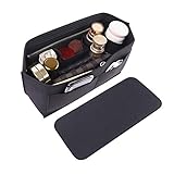 Doxo - Inserto organizer in feltro per borse e tote, grande con cerniera, adatto per Speedy e Neverfull Saint Louis PM, Set da 2 pezzi con modellante per base (L, combinazione nera)