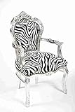 Poltrona barocco Luxury in legno foglia argento tessuto zebrato