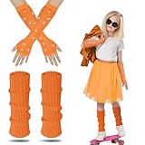 AffeGifts Scaldamuscoli Bambina Neon, Scaldamuscoli Bambina Anni 80 con Neon Guanti Rete Senza Dita Bambina Scaldamuscoli Bambina Girls Leg Warmers per Ragazze Fancy Dress 1980 Party (Arancia, 1)