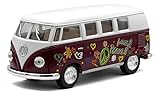 Easy Toys Modellino Auto Compatibile con Volkswagen Classical Bus Hippie - Furgone Giocattolo in Scala con Porte Apribili - Modellismo Automobile (Bordeaux)