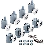 Set di 8 rulli per porta doccia, guide per porta doccia singole, ruote, puleggia, guide diametro 23 mm, parti di ricambio fai da te (4 rulli superiori e 4 rulli inferiori) (23mm)