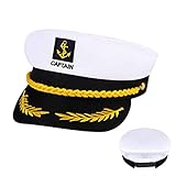 YOUDALIS Cappello da Marinaio,Cappello da Capitano Regolabile,Costume da Marinaio Accessori per Yacht Donna Uomo Cosplay Halloween Carnevale,Bianco