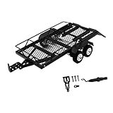 Jiuvaso Rimorchio RC con Gancio di Traino, Rimorchio a Pianale Ribassato, Doppio ASSE in Metallo per Fcx18, Stile a