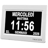 TROCOTN Orologio digitale da 7 Pollici Calendario Orologio da parete con ampio display Sveglia (Bianco)
