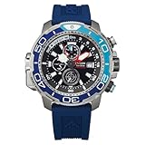 Citizen Eco-drive Crono Aqualand - Orologio Uomo Solare Sportivo Cinturino In Gomma Blu Cassa In Acciaio Inox Quadrante Analogico Nero - BJ2169-08E
