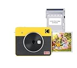 KODAK Mini Shot 3 Retro 4PASS 2-in-1 Fotocamera Istantanea & Stampante Fotografica (7.6x7.6cm) + 8 Fogli, Giallo
