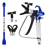 Airless SJG Pistola a spruzzo airless con protezione ugello e ugello 517 e asta di estensione per pittura da 30,5 cm per spruzzatore a pompa 3600 PSI pistola a spruzzo ad alta pressione