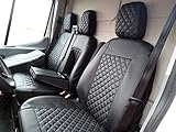 Texmar Coprisedili anteriori 2+1 progettati per adattarsi a Ford Transit dopo il 2015 grande cabina nera in ecopelle LHD