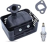 Adefol Kit Marmitta Scarico per Honda GX200 GX160 GX120 GX140 et 5,5CV 6,5CV, Scarico con Tubo + Guarnizione + Candela Ricambi Motore Muffler Accessori Marmitta Silenziatore