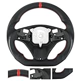 Acclcors Volante in pelle piena, antiscivolo, in pelle, a forma di D, con cuciture rosse, per BMW M Sport 1/3 Series M3/E88 E90 E91 E92 E93 2005-2012