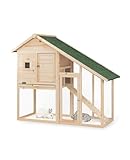 lionto Gabbia Coniglio Legno Casetta Animali da Compagnia Gabbia Esterno 140x65x119 cm