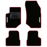 QUEMAR Tappetini Auto compatibili con Opel Corsa F dal 2019 / Kit Tappeti in Moquette e Gomma su Misura (Set 2 Anteriori + 2 Posteriori) / Ricami e Colori Personalizzati (2 Ricami, Bordo Rosso)