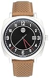 Generisch Orologio da polso da uomo originale Classic Pagoda compatibile Mercedes-Benz orologio in acciaio inox/pelle trasparente nero/argento/marrone cognac 40,5 mm, multicolore