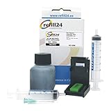 refill24 Kit di ricarica compatibile per cartucce d'inchiostro HP 304, 304 XL nero, include clip e accessori + 50 ml inchiostro