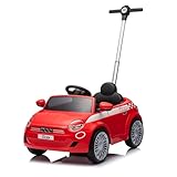 TURBO CHALLENGE - Fiat 500 E - Trotter - 119500 - Ruote Libere - Rosso - 25Kg Max - Plastica - Batterie Non Incluse - Barra di Guida - Giocattolo per Bambini - Regalo - Compleanno - Da 18 mesi in poi