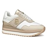 Geox D New KENCY A, Scarpe da Ginnastica Donna, White/Lt Taupe, 36 EU
