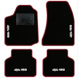 QUEMAR Tappetini Auto compatibili con Alfa Romeo 159 2005-2011 / Kit Tappeti in Moquette e Gomma su Misura (Set 2 Anteriori + 2 Posteriori) / Ricami e Colori Personalizzati (Ricami 4, Bordo Rosso)