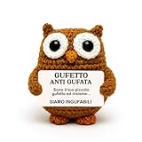 DAF Gufetto Anti Gufata© - Simpatico Portafortuna da Regalare | Morbido Gufetto Alto 8 cm con Elegante Scatola | Regalo Portafortuna Inaugurazione Negozio Lavorato Amigurumi | Idee Originali