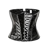 Zanisouta Body shaper da donna in pelle laccata, effetto bagnato, lingerie gotico, PVC, in ecopelle, corpetto jacquard, con schiena scoperta, corsetto vintage, sottoseno, O nero., XXXL