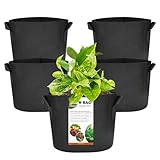 Confezione da vasi in tessuto addensato, 5 Pezzi Sacchetti Per Piante In Tessuto Non Tessuto, Vasi In Tessuto Non Tessuto Traspiranti, Per Patate, Pomodori, Verdure(3 Gallon/ 11 L)