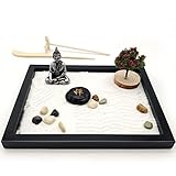 LuXianYS Giardino Zen Realizzato a Mano Set, zen da tavolo fai-da-te, Zen Garden, Mini Meditazione Rock And Sand Garden con Utensili gratuiti per Giardino Zen, Sabbia, Vassoio di Base e Accessori