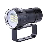 Torcia Subacquea Super Luminosa, 18000 Lumen IPX8 Lampada Subacquea Impermeabile, Immersione 500M 7 Modalità 120 Gradi Ampio Angolo di Fascio Torcia LED Subacquea per Fotocamera Video Vlog