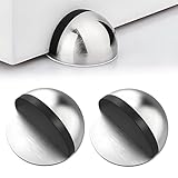 LACHT 2 pezzi Fermaporta da Pavimento in Acciaio Inox,Fermaporta da Pavimento Adesivo,Ferma Porta da Pavimento con Paraurti in Gomma, Fermaporte per Tutti i Pavimenti Duri(Argento)