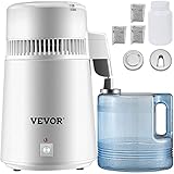 VEVOR Distillatore d'Acqua, Distillatore d'Acqua Pura, Distillatore d'Acqua Pura in Acciaio Inox, 4L 750W Filtro Medico Purificatore