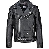 URBAN 5884 Giacca Pelle Uomo Perfecto, Giubbotto in Vera Pelle Bovina Soffice e Resistente, Chiodo Uomo stile Biker, Nero, 5XL