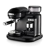 Ariete 1318 Moderna Macchina per caffè espresso con macinacaffè integrato, per caffè in grani e macinato, cappuccinatore per schiuma di latte, 1 filtro, 1080 W, 800 cc, nero