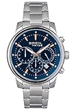 Breil, Collezione Caliber, Orologio Uomo, Cronografo in Acciaio, Movimento PE 902, Indici e Sfere con White Luminous, Chiusura Déployabte con Pulsanti, Cassa 42 mm, Silver e Blu