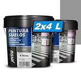 JOVIRA PINTURAS -12 K-Pittura per pavimenti esterni ed interni, garage e superfici sportive in genere, finitura opaca. Protegge e decora le superfici in calcestruzzo, cemento (2x4 Litri,Grigio) B-17-2