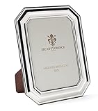 SEC OF FLORENCE 7407/13x18IT Cornice Portafoto in Argento Massiccio 925 con Retro in Legno Mogano