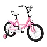 DSYOGX Bicicletta per bambini da 16 pollici, unisex, per bambini, con ruote di supporto rimovibili, per bambini da 5 a 8 anni (rosa)