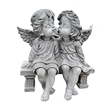 LeeQinersw Statua di Coppia di Angeli, Statuetta in Resina, Ala, Ornamento di Angelo, Scultura di cherubino per Decorazioni per Matrimoni, Feste in casa, Grigio
